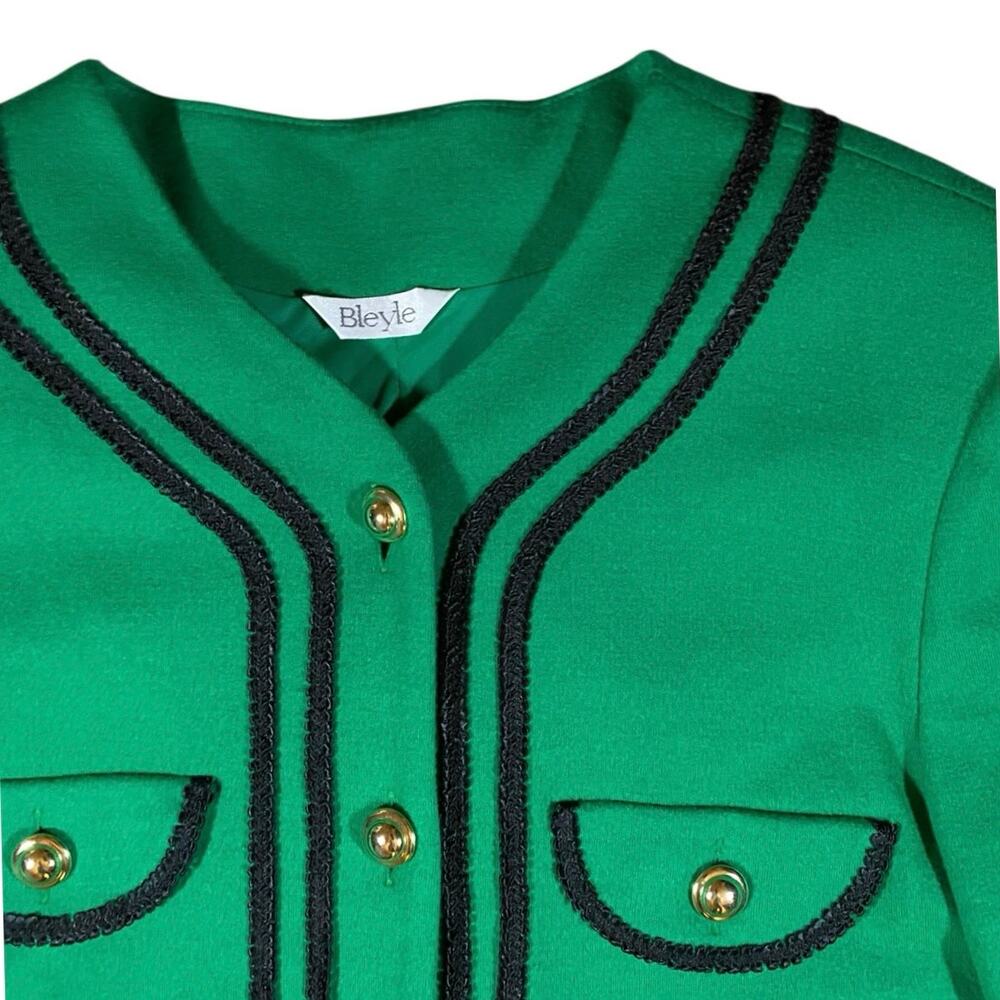 Vintage 80s Bleyle Emerald Wool Gold Button Jacket NWT - 12 - Picture 3 of 6